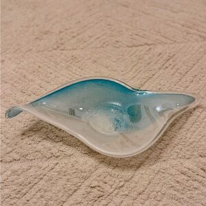 Elegant Blue and White Murano Glass Art Bowl